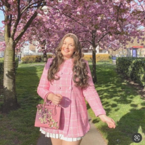 ZARA WOMEN NEW TEXTURED PLAID COAT SHORT JACKET PINK / WHITE 2413/152 XS - XL - Picture 4 of 12